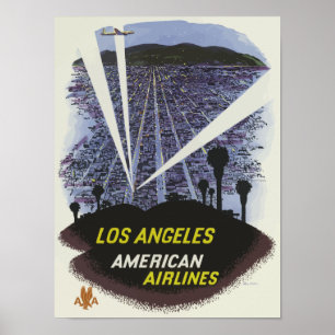 Los Angeles USA Aviation Vintage Travel Poster