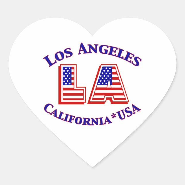 Los Angeles USA Patriotic Logo Heftsticker Herz-Aufkleber (Vorderseite)