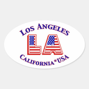 Los Angeles USA Patriotic Oval Logo Ovaler Aufkleber