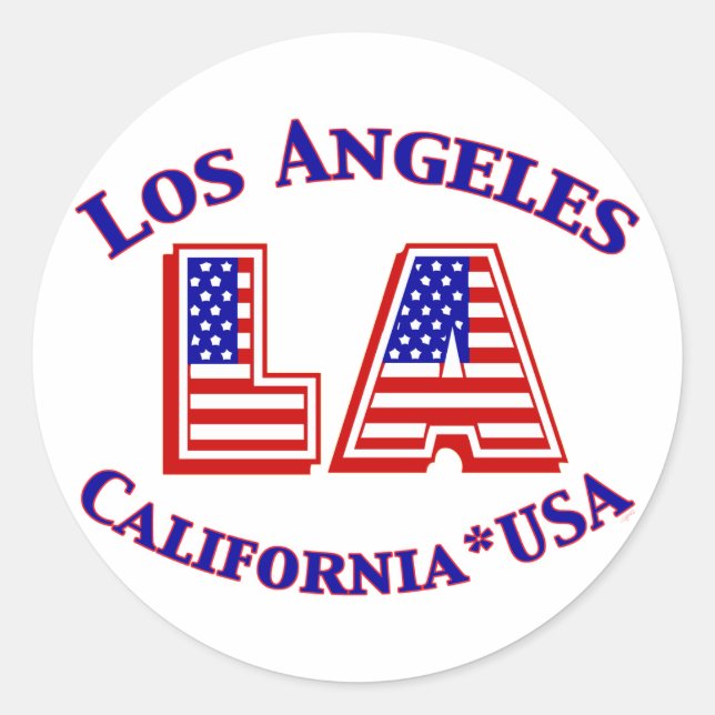 Los Angeles USA Patriotisches Logo Runder Aufkleber (Vorderseite)