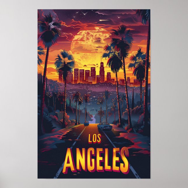 Los Angeles USA Vintag Illustration Travel Poster (Vorne)