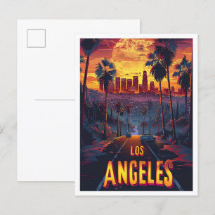 Los Angeles USA Vintag Illustration Travel Postkarte