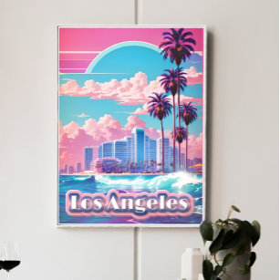 Los Angeles Vaporwave Travel Poster