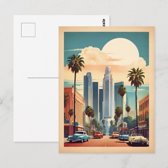 Los Angeles Vintage Poster Postkarte (Vorne/Hinten)