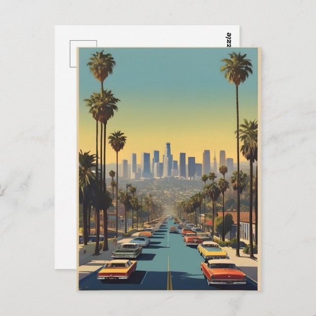 Los Angeles Vintage Poster Postkarte (Vorne/Hinten)