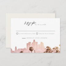 LOS ANGELES Watercolor Skyline Wedding RSVP