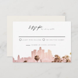 LOS ANGELES Watercolor Skyline Wedding RSVP Einladung