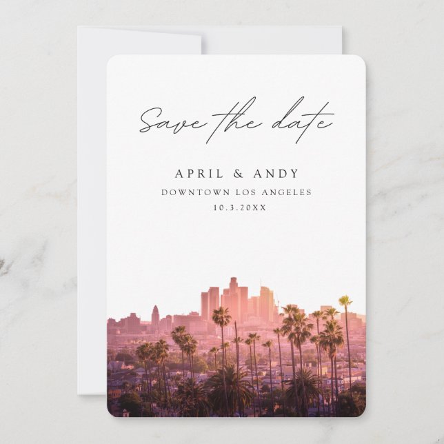 Los Angeles Wedding DTLA Save the Date Einladung (Vorderseite)