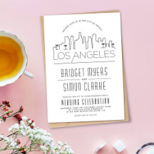 Los Angeles Wedding | Stilisierte Skyline-Einladun