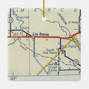 Los Banos CA Retro Map Keramikornament