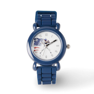 Los! - Baseball Player und USA Flag Watch Armbanduhr