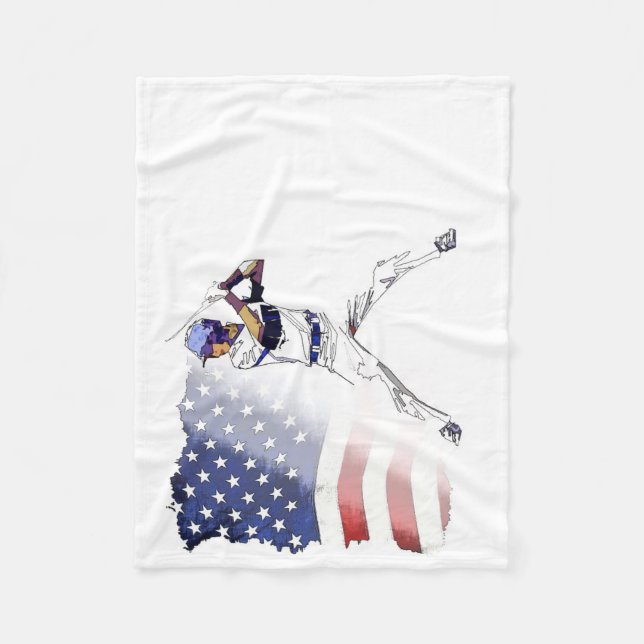 Los! - Baseballspieler und US-Flagge Fleecedecke (Vorderseite)