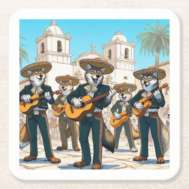 Los Coyotes Mariachi  Rechteckiger Pappuntersetzer (Vorderseite)