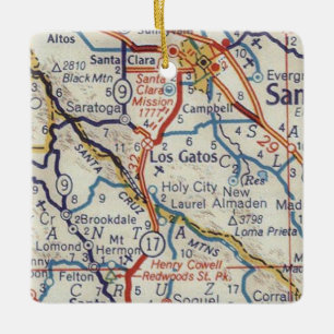 Los Gatos CA Vintage Karte Keramikornament