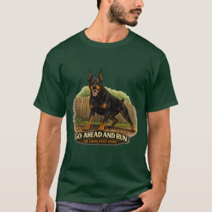 Los geh und lauf Er mag Fast Food Dobermann T-Shirt