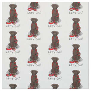 Los geht's! Curly-Coated Retriever Hund (liver) sp Stoff