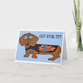Los geht's ! Dachshund-Rennfahrer Karte
