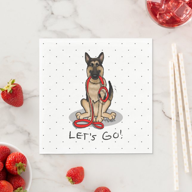 Los geht's! Deutscher Schäferhund (schwarz-rot) Serviette (Beispiel)