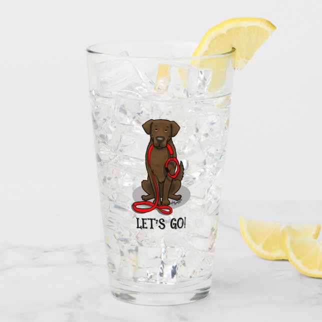Los geht's! Flat-Coated Retriever Hund (leberfarbe Glas (Rückseite Ice)
