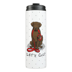 Los geht's! Flat-Coated Retriever Hund (leberfarbe Thermosbecher