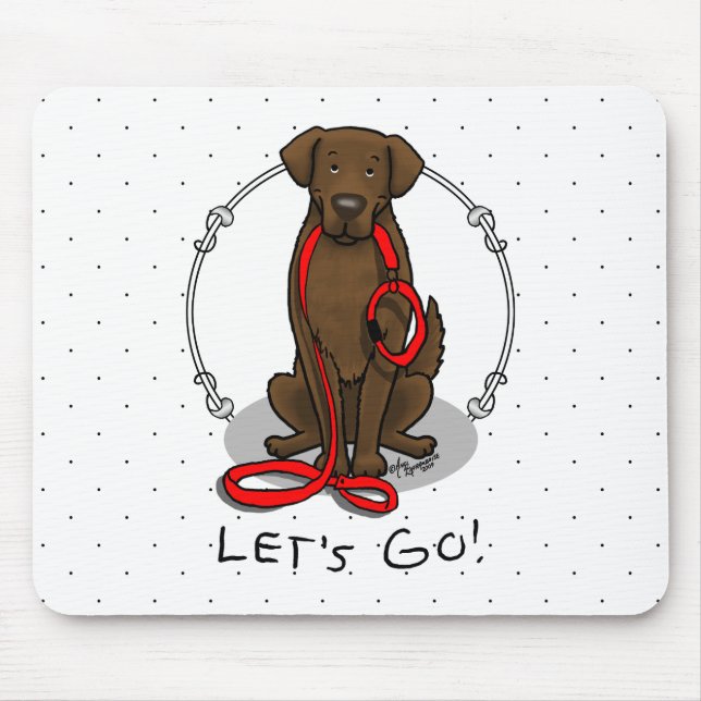 Los geht's! Flat-Coated Retriever Hund (liver) Mousepad (Vorne)