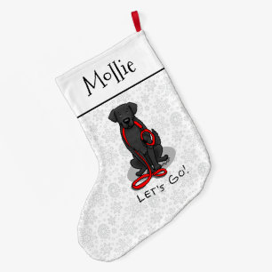 Los geht's! Flat-Coated Retriever Hund (schwarz) Großer Weihnachtsstrumpf