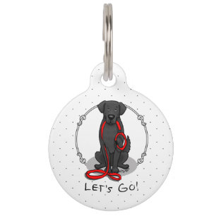 Los geht's! Flat-Coated Retriever Hund (schwarz) Haustiermarke