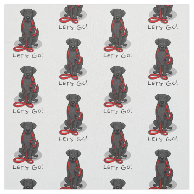Los geht's! Flat-Coated Retriever Hund (schwarz) Stoff (Muster)