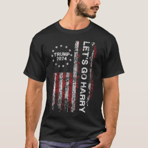 Los geht's Harry Lustiger Trump US-Flagge Vintage T-Shirt