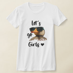 Los geht's Mädchen Herz Lustige Ente trägt Sonnenb T-Shirt