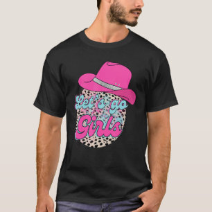 Los geht's Mädchen Leopard Pink Cowgirl Hut Countr T-Shirt