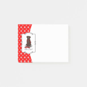 Los geht's! Spaziergang Curly-Coated Retriever Hun Post-it Klebezettel
