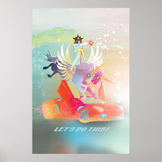 Los geht's! Surrealer Pegasus Power Kunstprint Poster