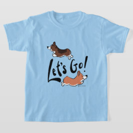 "Los geht's" Süßes Corgi-Fun-Graphic Blau Kinder- T-Shirt