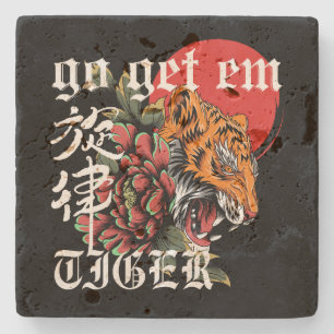 Los Geht's Tiger   Japanisches Tiger-Motivationsge Steinuntersetzer