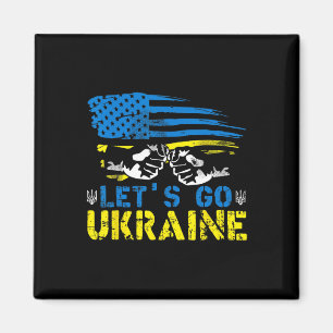 Los geht's Ukrainische Flagge Amerikanisch Ukraine Magnet