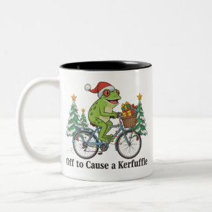 Los geht's, um einen Wirbel-Frosch-Weihnachten-lus Zweifarbige Tasse