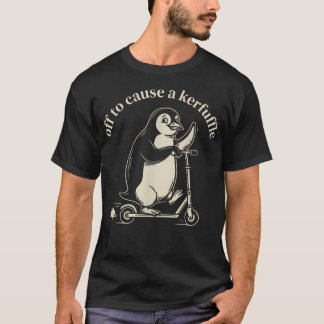 Los geht's, um mit lustigem Pinguin auf dem Roller T-Shirt