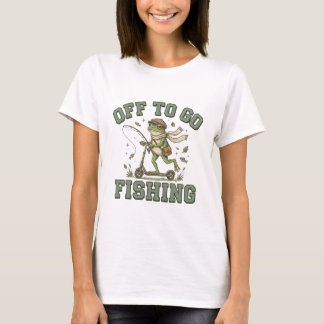Los geht's zum Angeln Frosch auf Roller Vintage Lu T-Shirt