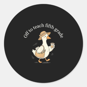 Los geht's zur süßen Gans-Lehrerin für die fünfte Runder Aufkleber