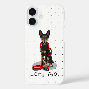 Los geht's! Zwergpinscher (schwarz tan 1) iPhone 16 Hülle