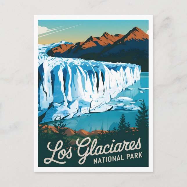 Los Glaciares Nationalpark Vintag Postkarte (Vorderseite)