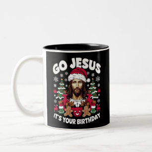 Los Jesus, es ist dein Geburtstag hässlicher Weihn Zweifarbige Tasse