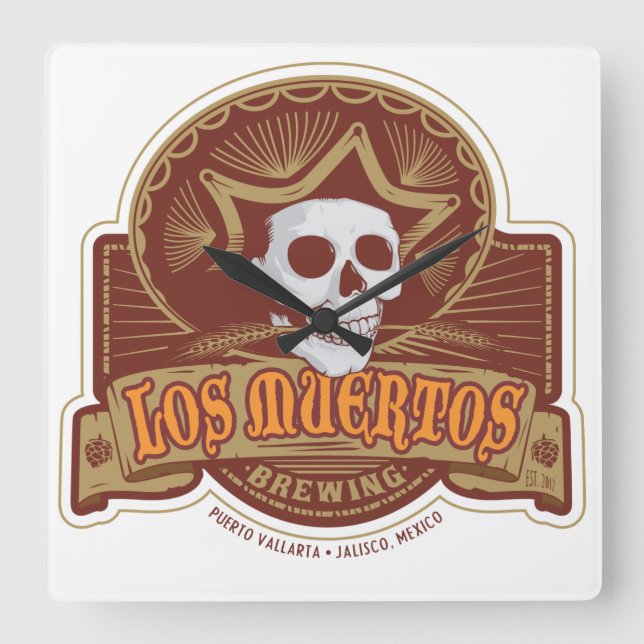 Los Muertos Clock Quadratische Wanduhr (Vorderseite)
