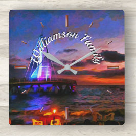 Los Muertos Family Pier 1182 Quadratische Wanduhr