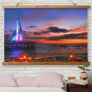 Los Muertos Pier 1182 Wandteppich Mit Holzrahmen