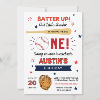 Los! Niedliches Baseball-Thema Geburtstagsparty Einladung