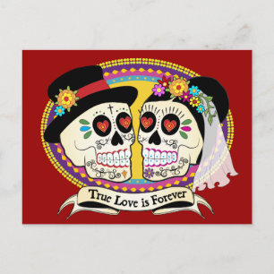 Los Novios Sugar Skull Postcard (Englisch) Postkarte