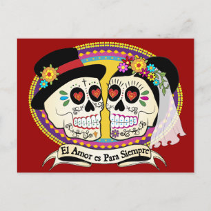 Los Novios Sugar Skull Postcard (Spanisch) Postkarte