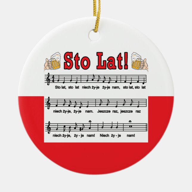 Los! Song mit Bierbraun-Tasse Keramik Ornament (Vorne)